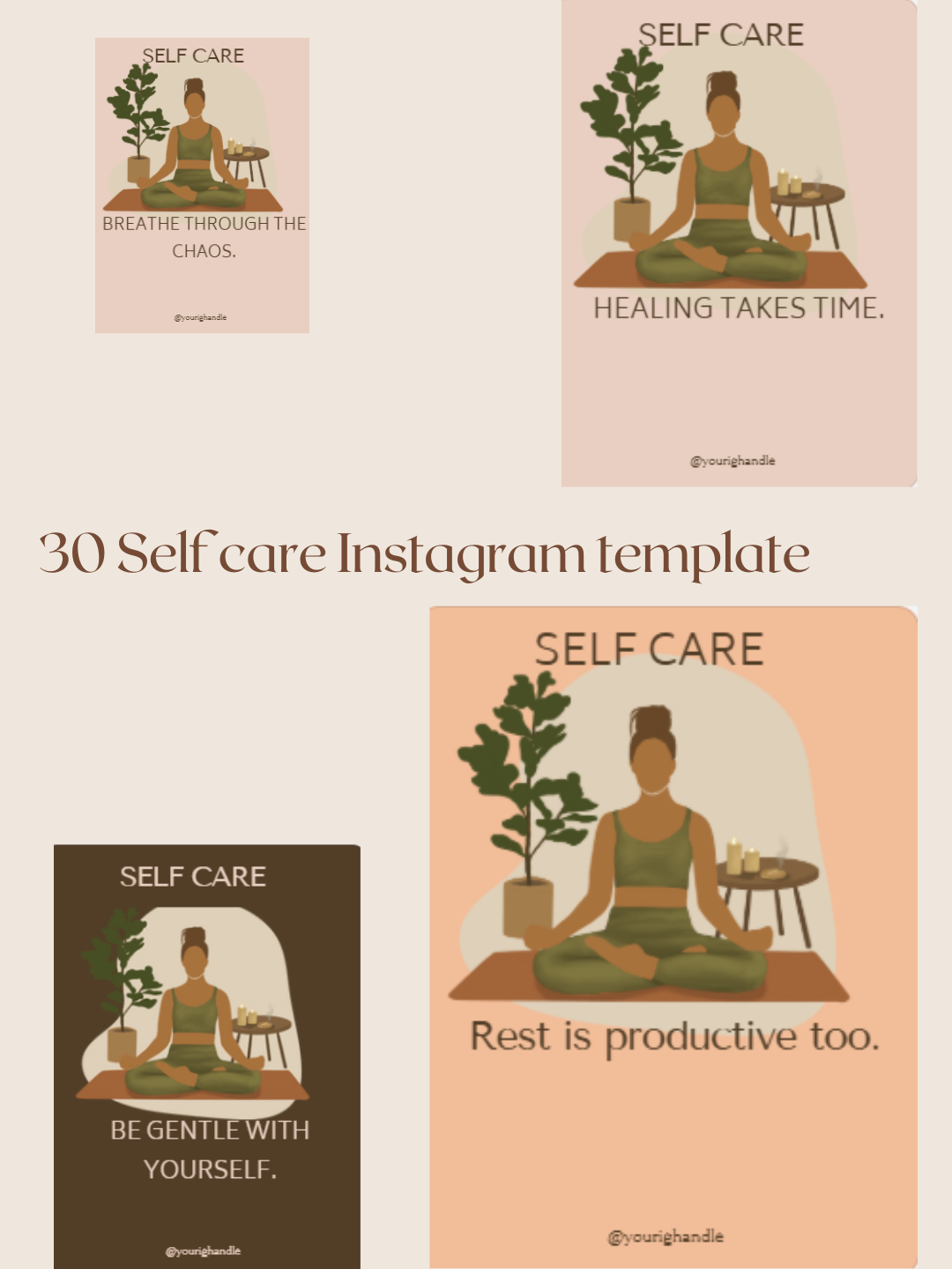 Self Care Instagram Templates Canva Bundle